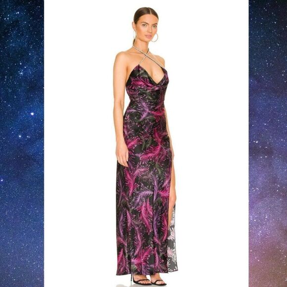 NICHOLAS Melia Cocktail Dress 100% Silk Rhinestone Halter Neck - Picture 2 of 14